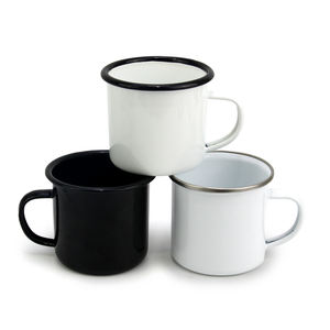 Vajilla esmaltada personalizada segura para alimentos no tóxicos de fábrica, taza de taza esmaltada de café para acampar al aire libre de acero metálico - Product Image 1