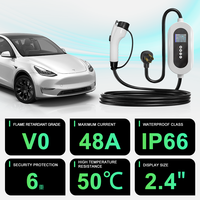 Chargeur EV portable réglable 32A Type 1, câble de charge EVSE intelligent de niveau 2 16A, contrôle par application, 110V-240V, IP66, CE, FCC, Type 1 EVSE