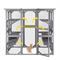 TIANYI – maison de chat en bois d'extérieur, Cage pour chaton avec plateforme et petites maisons coupe-vent