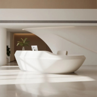 Comptoir de réception extensible incurvé blanc moderne haut de gamme, élégant comptoir de bar pour bureau, hôtel et centre commercial