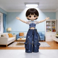 Ensemble de vêtements en jean pour poupée BJD, manches bouffantes, tutu moelleux, tenue polyvalente personnalisable pour poupées en plastique