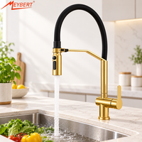 Robinet de cuisine en acier inoxydable avec douchette extractible, flexible, en silicone, pivotant à 360°, chromé, à levier unique, pour évier à montage sur plan