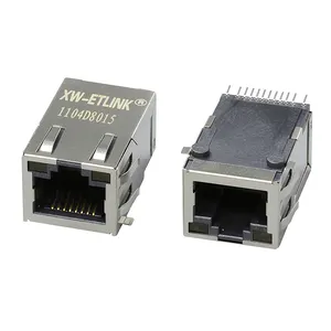 8pin POE jack rj45 connecteur femelle led smt connecteur rj45 modulaire jack pcb jack 1port cat5 cat6 5G 10G ethernet rj45 connecteur