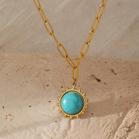 Bijoux plaqué or fermoir mousqueton trombone chaîne collier CZ Turquoise Howlite soleil pendentif à pointes collier femmes
