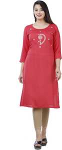 Élégant nouveau femmes Viscose rayonne embelli droite salwar Kurta ensemble sans rides indien et pakistanais vêtements vente en ligne - Product Image 5