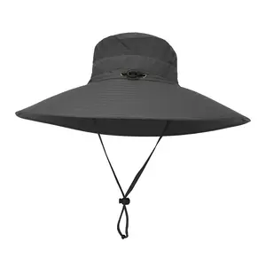 HB37 गर्मियों में समुद्र तट टोपी थोक यूनिसेक्स खाली सादे बाल्टी टोपी boonie 15cm विस्तृत-कगार जाल त्वरित-सूखी sombreros डे pescador