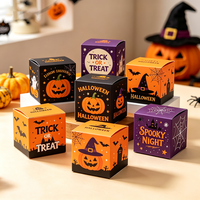 Ensemble de boîtes à dragées d'Halloween personnalisées en papier kraft écologique, expédition rapide en 72h, emballage de bonbons de fête en carton imperméable