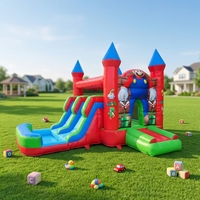Château gonflable commercial personnalisé, combinaison de trampoline, d'obstacles et de toboggan, structure gonflable