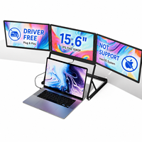 Monitor Portátil Triple de 15.6 Pulgadas, Pantalla IPS LED 1080P FHD, Extensor de Pantalla Triple con Soporte Integrado, Versión sin Controladores