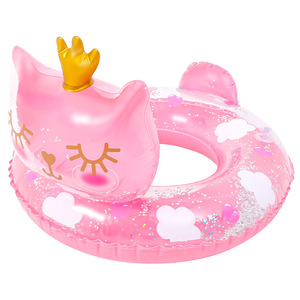 Childrens <b>Cat</b> Head Inflatable Swimming <b>Ring</b> Pink Cartoon Design For Kids Pool Use - Product Image 4