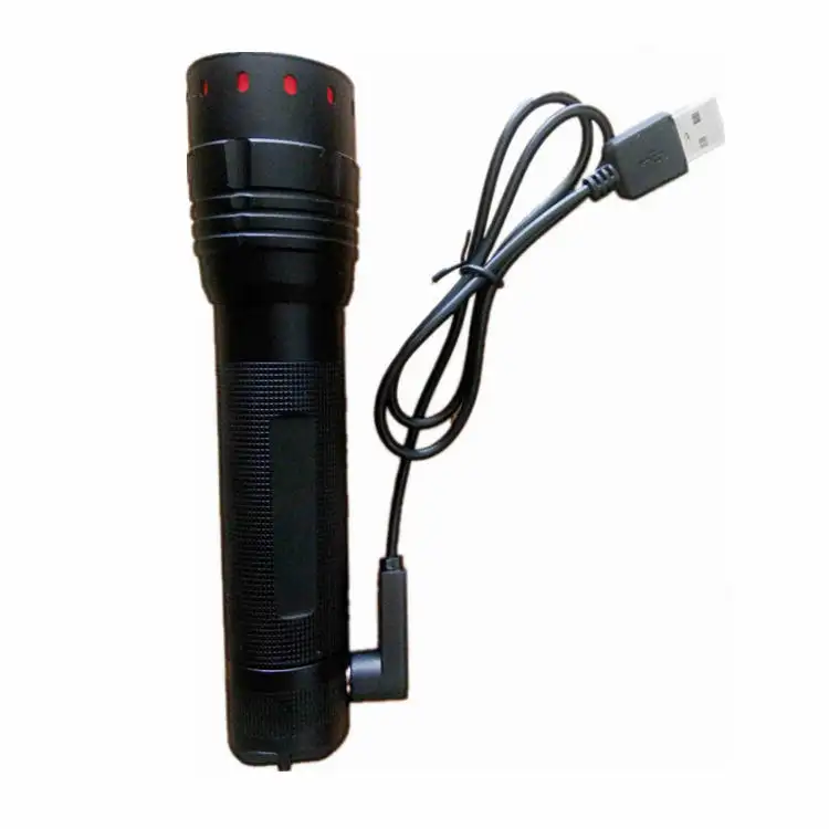 Powered By 18650 Lithium Battery 350 Lumens Zoomable Waterproof Rechargeable LED Torch Light With USB Magnetic Charging Cable