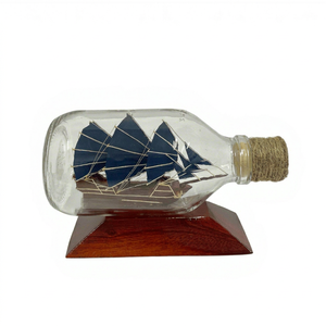 Premium GIA NHIEN CO. LTD Wooden Model <b>Ship</b> <b>Boat</b> with Wine Bottle Display | Ho Chi Minh City Crafted Handicraft Art - Product Image 1