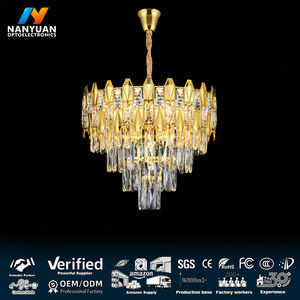 Lámpara de Techo Moderna de Lujo con Cristales LED <span class=keywords><strong>Dorados</strong></span>, Lámpara Colgante Grande para Dormitorio o Comedor - Product Image 1