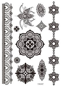 Autocollants de tatouage temporaire au henné noir pour les mains, les pieds et le corps, imperméables, autocollants, motifs variés pour adultes et femmes, décoration - Product Image 4