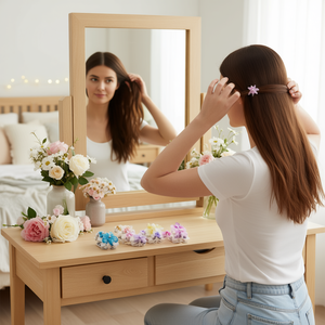 Set di fermagli per capelli Tn Pearl Egg Flower per donne e ragazze, in resina, stile dolce, per uso casual - Product Image 1