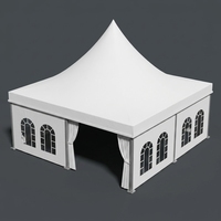 Pergola Pagode Moderne en Aluminium Blanc avec Fenêtre Arquée pour Terrasse, Balcon, Jardin, Gazebo, Cour Arrière, Mariage, Fête, Événement, Auvent 4x4