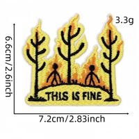 En gros, Patchs thermocollants brodés Meme 'This Is Fine', Appliques de dessins animés (chien, chat, grenouille) pour vêtements, sacs et décoration DIY
