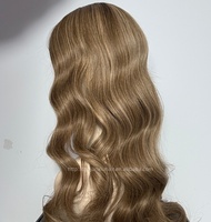 Perruque sans colle HD suisse JX en cheveux vierges russes, avec dessus en dentelle, mèches marron clair, mèches Money Piece pour le contour du visage, ligne de cheveux M et liner diamant