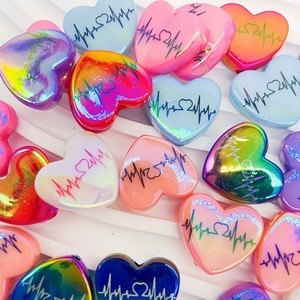 Bộ dụng cụ làm đồ thủ công bằng hạt acrylic hình trái tim bóng mượt 18mm nhiều màu sắc, dùng làm móc khóa điện thoại, trang trí bút, quà tặng - Product Image 1