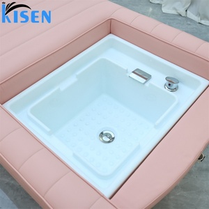 KISEN High Quality Hair Salon Furniture Electric Back Lift Water Circulation Head Therapy Bowl Washing Shampoo <b>Bed</b> With Pedicure - Product Image 4