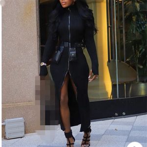 เดรสสเวตเตอร์แฟชั่นแขนยาวมีซิป, เดรสลำลองสำหรับฤดูใบไม้ร่วงและฤดูใบไม้ผลิ - Product Image 1