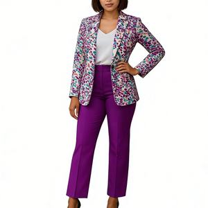 Damen Blazer & Hose 2-teiliges Set Vielseitiges Casual Formelles Büro-Outfit Atmungsaktiver Bedruckter Blazer-Anzug Sehe Fashionbisou - Product Image 3