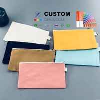 Kanvas katun dompet kecil kartu kredit tas kosmetik ritsleting ramping dompet wanita warna murni dompet koin saku tempat kartu uang tas