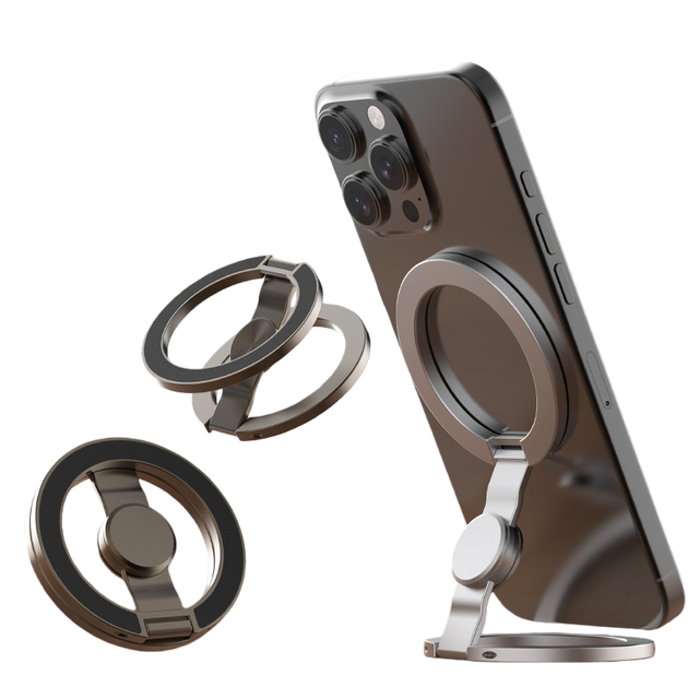Luxury Metal Portable Mobile Phone Stand Custom 2 Layer Flexible Adjustable Finger Ring Holder Gold Strong Magnetic Phone Grip