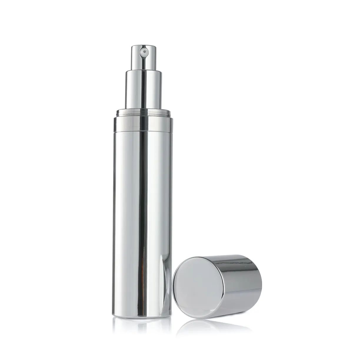 30ml 50ml personalizzato airless pompa ricaricabile bottiglia lozione argento contenitore in alluminio bottiglia pompa Airless in alluminio