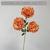 Fournisseur chinois de têtes de roses artificielles à 3 têtes, roses artificielles en soie, roses pour mariage, centre de table pour fête
