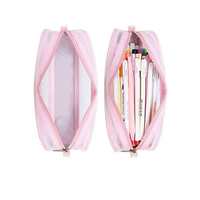Trousse à crayons transparente en maille, portable, avec fermeture éclair, pour fournitures scolaires, pour écolières, logo personnalisé OEM, vente en gros