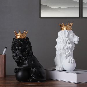 Figurine de Lion en résine, couronne européenne, artisanat créatif, maison, bureau, décoration de porche, cadeaux - Product Image 3