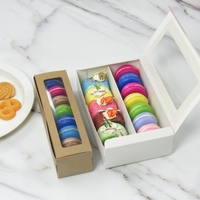 Boîte d'Emballage Chocolat Biscuit avec Fenêtre en Papier Kraft Blanc à Montage Automatique, Conteneur de Pâtisserie Monobloc, Boîte à Macarons