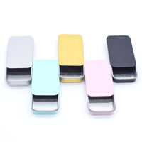 Boîte en métal miniature rectangulaire carrée rose, blanche et noire, personnalisée, avec couvercle coulissant, petite boîte en métal coulissante pour baume/menthe/bonbons