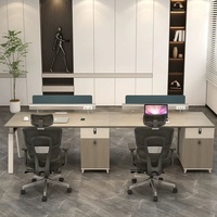 BGZ-204X Bureau de travail moderne et minimaliste, poste de travail pour personnel, double face, quatre personnes, avec cloisons, bureau financier avec chaise d'ordinateur