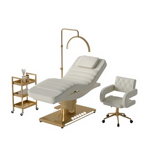 Modern 3 Motors Electric Massage Table Bed Luxury Gold Base Adjustable Cosmetic Treatment Medical Spa Bed with Led - Product Image 1
