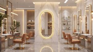 Oval LED <b>Mirror</b> Gold Frame <b>Standing</b> <b>Floor</b> <b>Mirror</b> for Salon Bedroom Hospital Leisure Spaces Modern Design Stainless Steel - Product Image 5