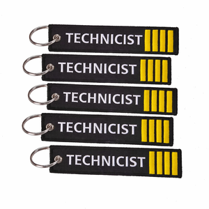 Fashion Promotional Brand Name Double Sided Logo Text Embroidery Jet Tag Keychain <b>Key</b> <b>Ring</b> <b>Custom</b> Accessories Keyring Tags - Product Image 1