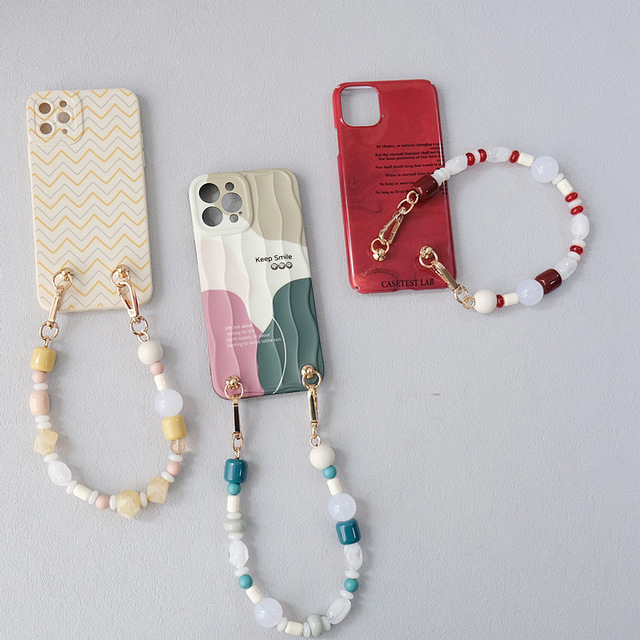 New Shape 37cm Acrylic Beads Wrist Strap Fashion Colorful Beaded Bag Chain Accessories Mobile Phone Strap for Bag Mobile Phone