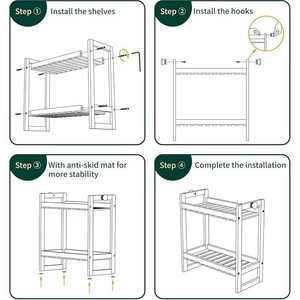 Wooden Two Tier Spice <b>Rack</b> Natural Wood Color Multi Function <b>Kitchen</b> Storage For Food Countertop Organizer - Product Image 2