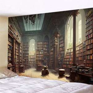 Peinture murale élégante et sophistiquée Peinture murale de <span class=keywords><strong>bibliothèque</strong></span> à la maison moderne Papier peint d'étagère vintage Peel-and-Stick étanche pour les études - Product Image 1
