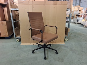 <span class=keywords><strong>Chaise</strong></span> de bureau pivotante de direction de <span class=keywords><strong>haute</strong></span> qualité en cuir marron - Product Image 3