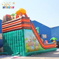 Toboggan aquatique gonflable commercial personnalisé en PVC, thème dinosaure, jouet d'extérieur pour enfants et adultes, couleur et logo personnalisables, 100-500 kg, 5-10 ans
