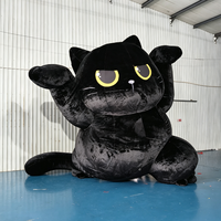Mascotte gonflable géante personnalisée de 5 m, chat noir en tissu Oxford résistant à l'eau, facile à installer pour la publicité d'Halloween