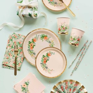 Platos y Vasos de Papel con Diseño Floral, Vajilla Personalizada, Artículos para Fiestas, Juego de Vajilla - Product Image 4