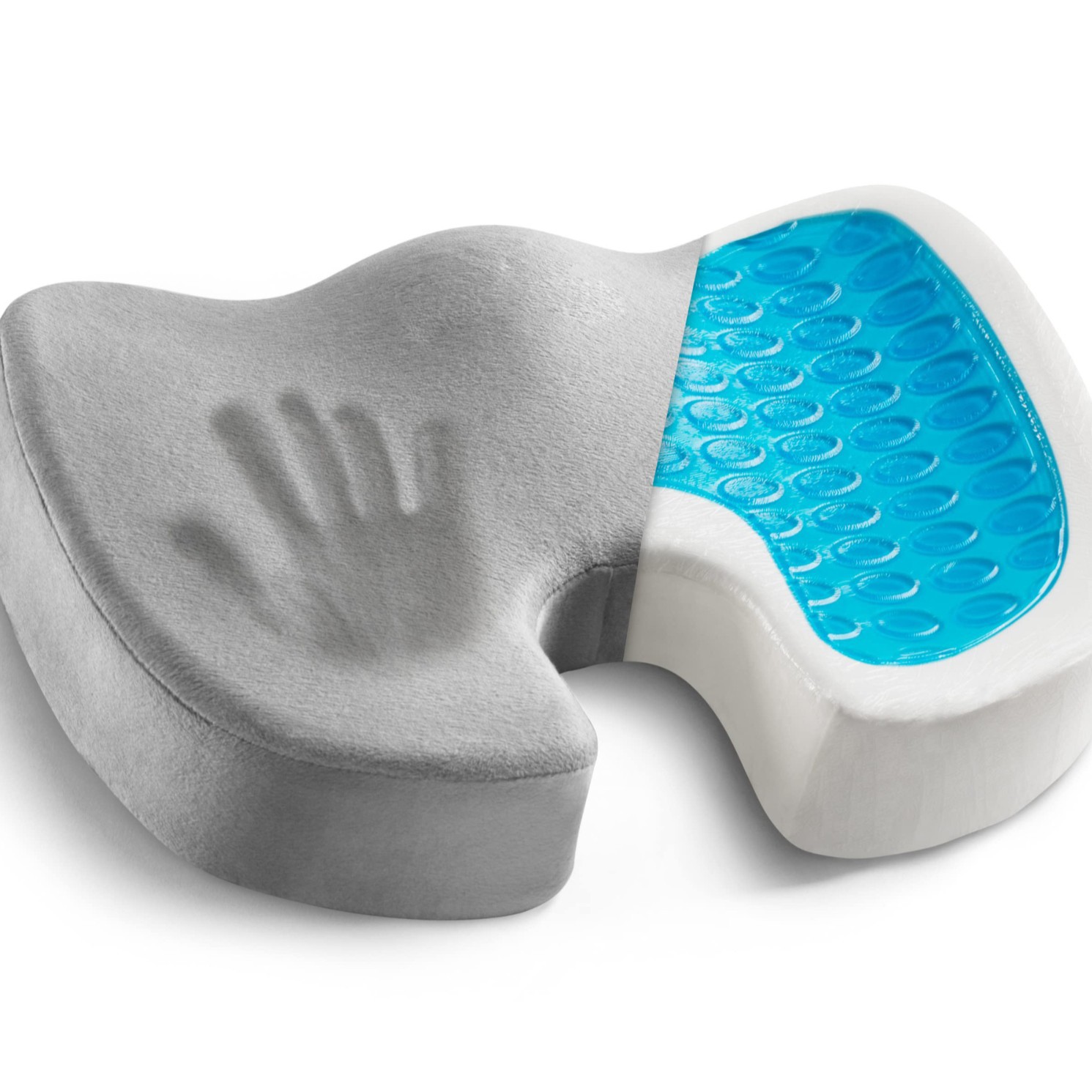 Coussin de siège en mousse à mémoire de forme gel gris, surface en velours