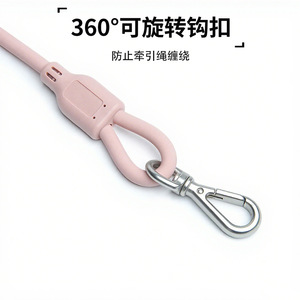 Laisse pour chien réglable en corde ronde en PVC imperméable, anti-traction, anti-explosion, couleur unie - Product Image 3