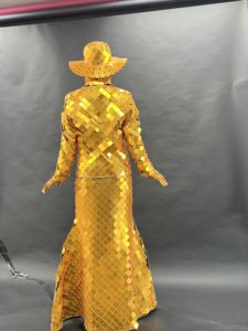 Costume de scène futuriste en <span class=keywords><strong>film</strong></span> miroir métallique LED pour la salle de bal, DJ, danse, cosplay de science-fiction, tenue de spectacle de l'homme miroir - Product Image 4