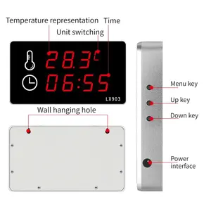बड़े नेतृत्व में प्रदर्शन डिजिटल औद्योगिक तापमान मीटर क्लॉक अंतर्निहित सेंसर उच्च/कम टेम्प अलार्म lx903b स्विमिंग पूल सौना के लिए - Product Image 1