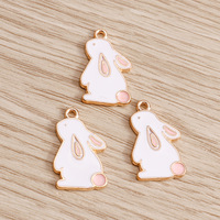 Weny – Lot de 10 pendentifs mignons en alliage de lapin Chang'e, faits à la main et avec finition émaillée